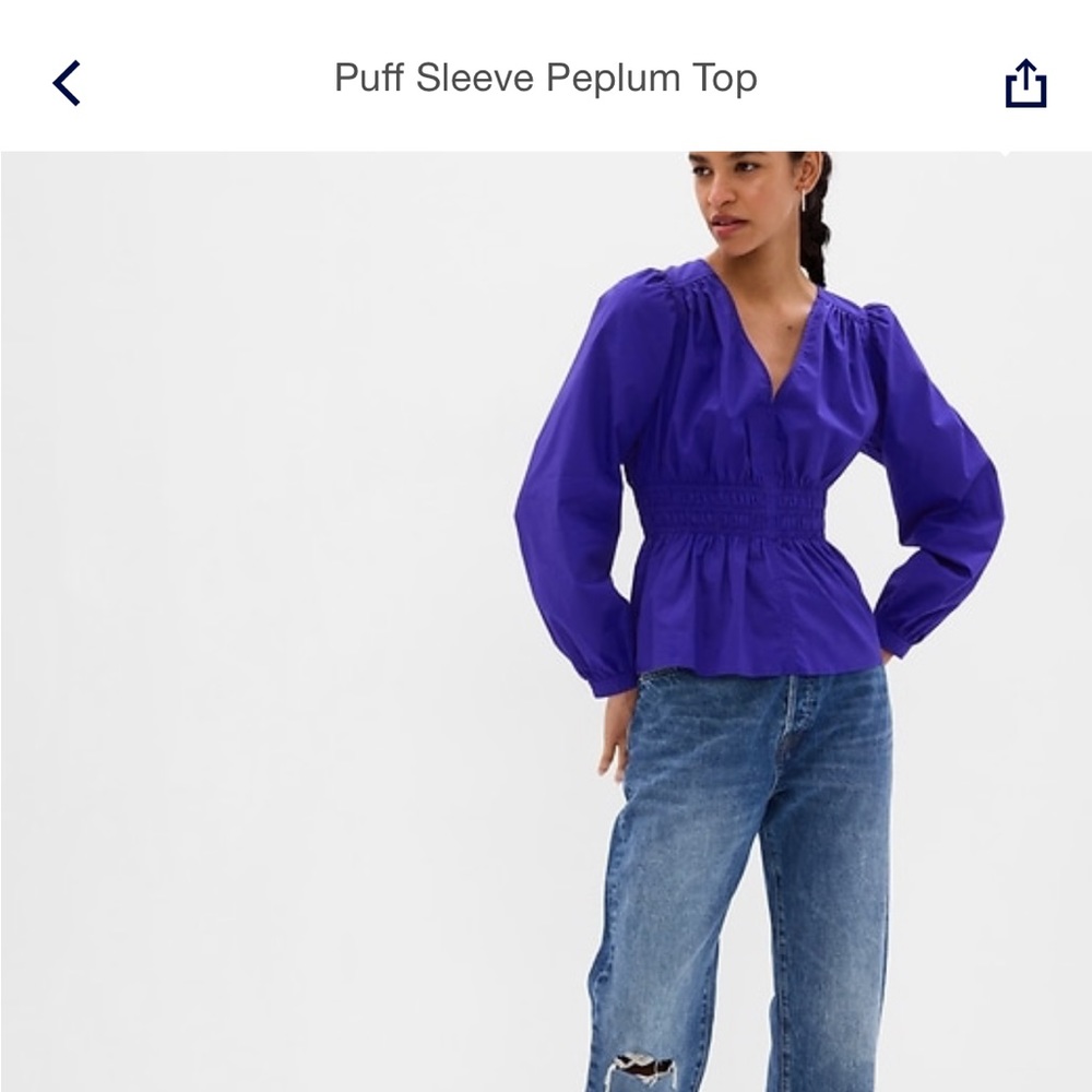 Gap puff sleeve peplum blouse